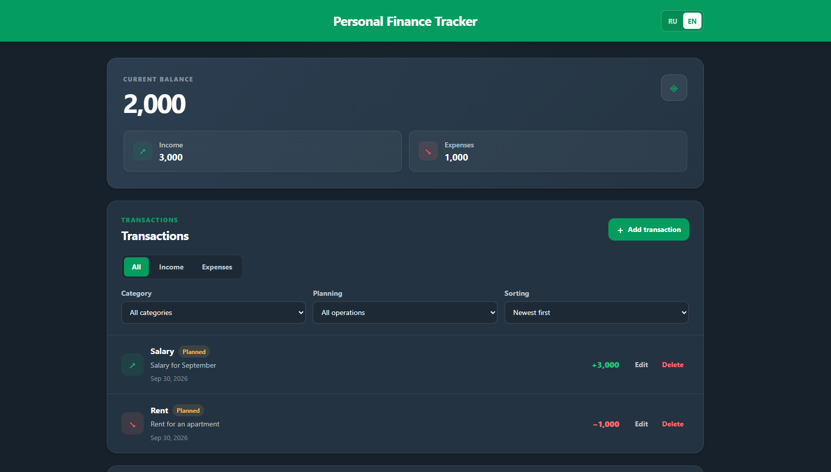 Personal Finance Tracker